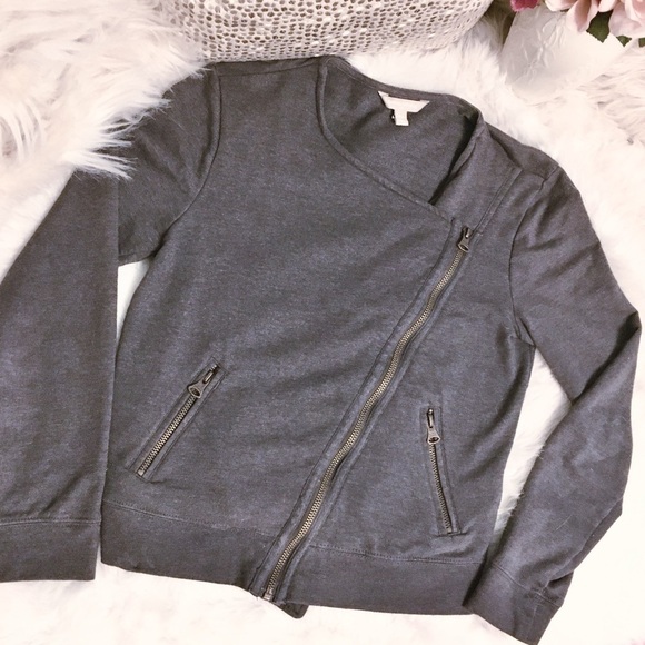 Banana Republic Zip Up Sweatshirt Moto Jacket in Charcoal Grey Size XS - Picture 14 of 16